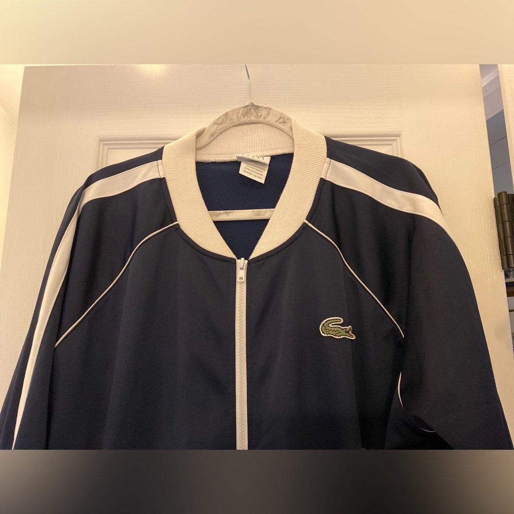 Lacoste Paris Size 9 Navy & White Men’s Zip Jacket Tennis Vintage Crocodile Logo - Picture 6 of 11